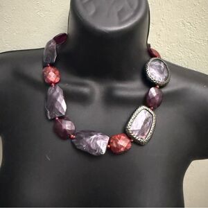 geometric stones shapes Purple Red Statement Necklace choker retro 80s 70s